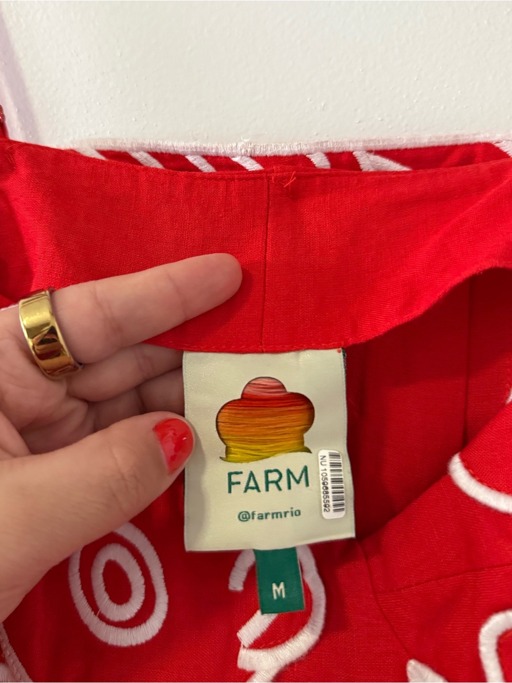FARM Rio Red Maxi Dress with White Fish Detail - Picture 11 of 11
